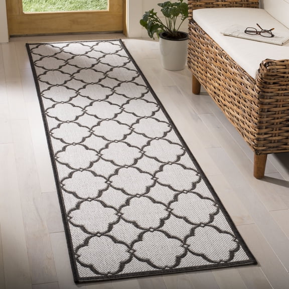 Safavieh Linden Ognena Geometric Indoor/Outdoor Runner Rug, Light Gray/Charcoal, 2'2" x 8'
