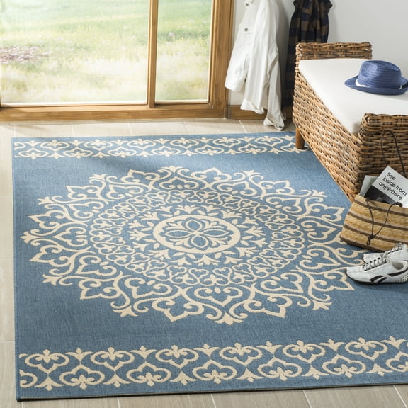 SAFAVIEH Linden Thornton Floral Area Rug, Cream/Blue, 5'1" x 7'6"
