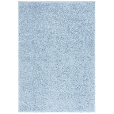 SAFAVIEH Lindsay Deborah Solid Polyester Shag Area Rug, Aqua, 5'3" x 7'6"