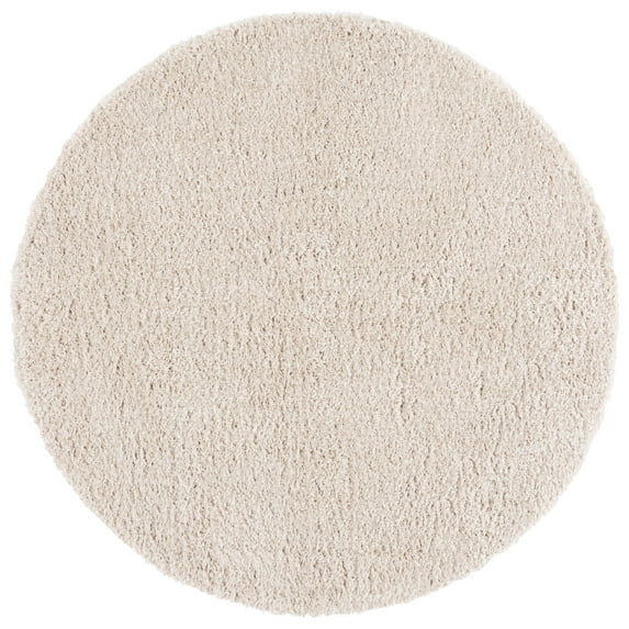 SAFAVIEH Lindsay Deborah Solid Polyester Shag Area Rug, Beige, 6'7" x 6'7" Round