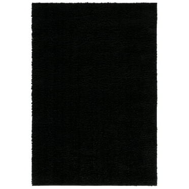 SAFAVIEH Lindsay Deborah Solid Polyester Shag Area Rug, Black, 5'3" x 7'6"