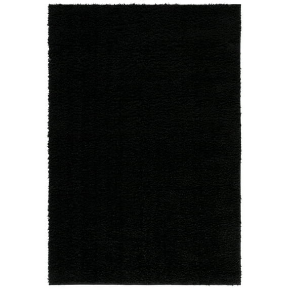 SAFAVIEH Lindsay Deborah Solid Polyester Shag Area Rug, Black, 5'3" x 7'6"