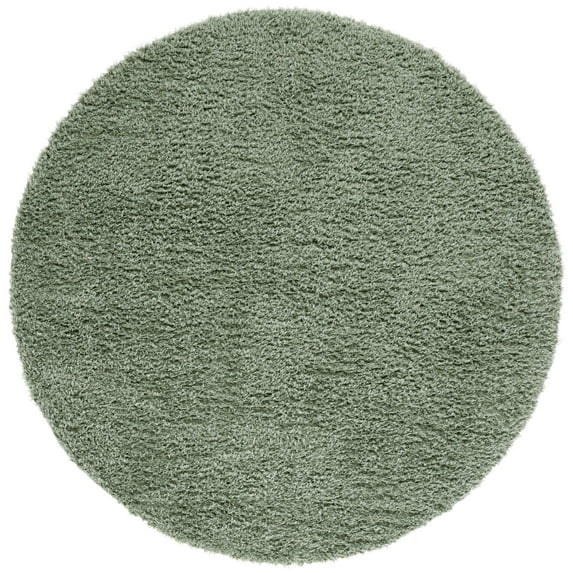SAFAVIEH Lindsay Deborah Solid Polyester Shag Area Rug, Green, 6'7" x 6'7" Round