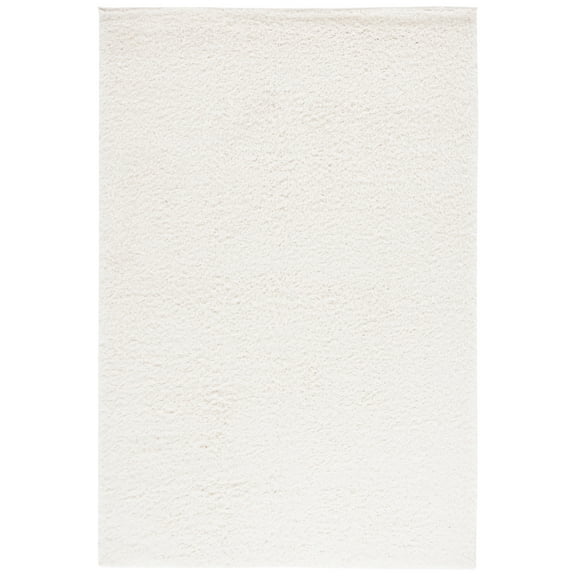 SAFAVIEH Lindsay Deborah Solid Polyester Shag Area Rug, Ivory, 8' x 10'