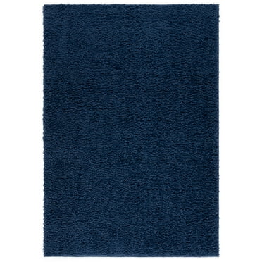 SAFAVIEH Lindsay Deborah Solid Polyester Shag Area Rug, Navy, 3' x 5'