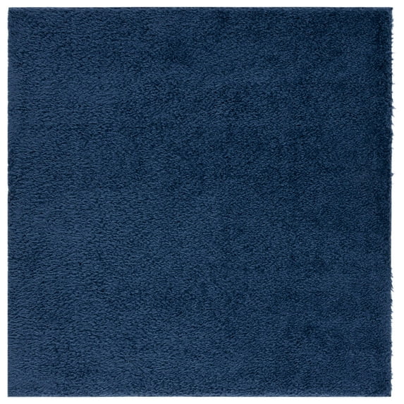 SAFAVIEH Lindsay Deborah Solid Polyester Shag Area Rug, Navy, 6'7" x 6'7" Square