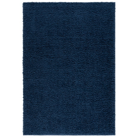 SAFAVIEH Lindsay Deborah Solid Polyester Shag Area Rug, Navy, 6' x 9'