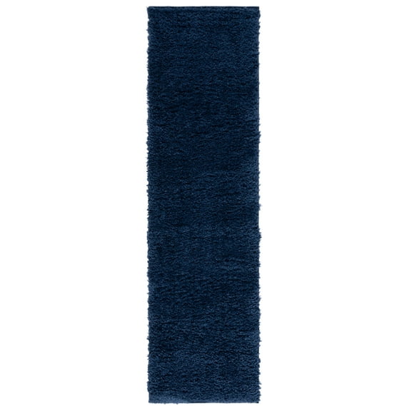 SAFAVIEH Lindsay Deborah Solid Polyester Shag Runner Rug, Navy, 2'2" x 10'