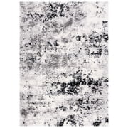 SAFAVIEH Lindsay Edna Distressed Polyester Shag Area Rug, Grey/Black Ivory, 8' x 10'