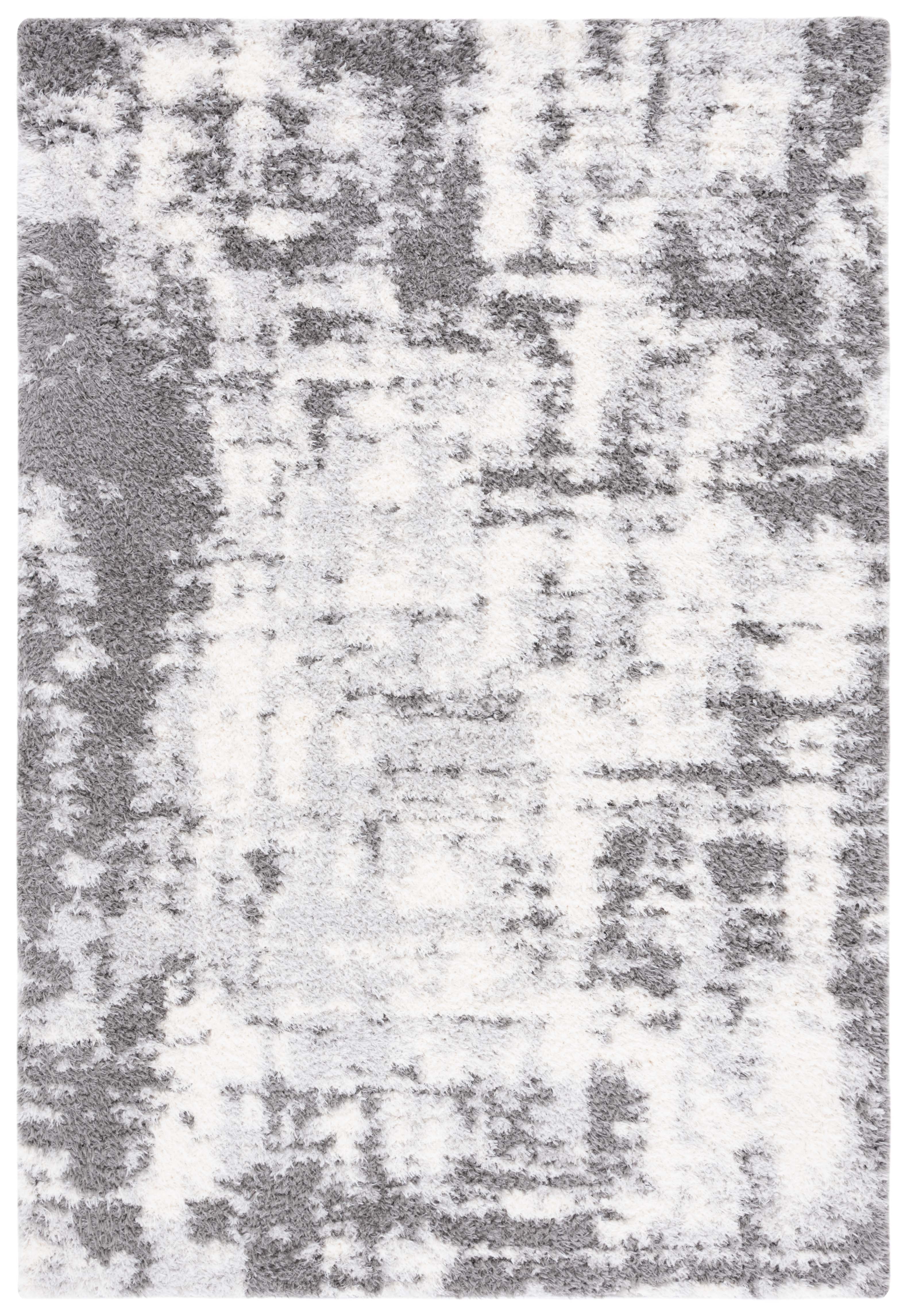 Safavieh Lindsay Rozanne Distressed Polyester Shag Area Rug, Dark Gray/Gray, 4' x 6'