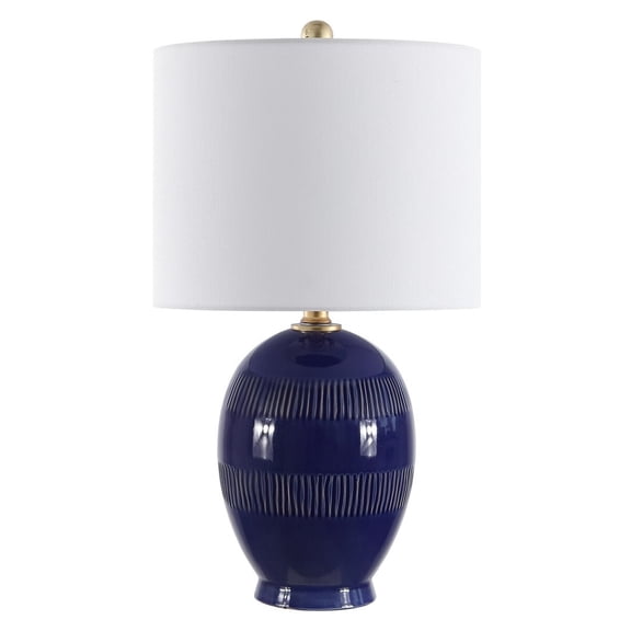 SAFAVIEH Liney 23 in. Classic Contemporary Table Lamp, Blue Crackle