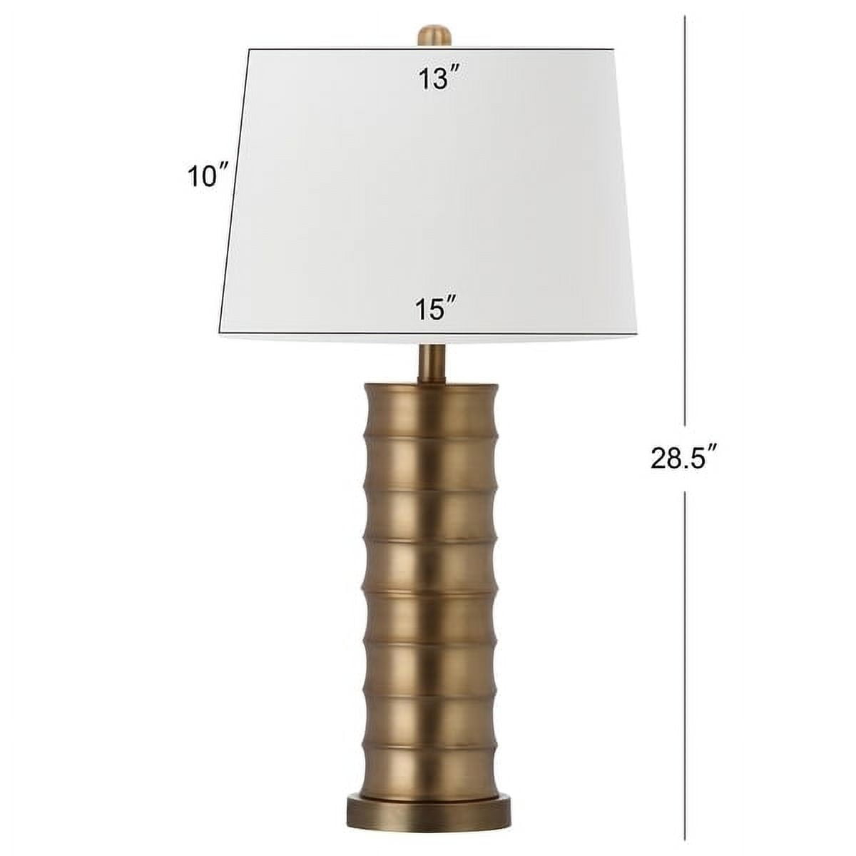 Linus Brass Column Table Lamp Set with White Cotton Shade