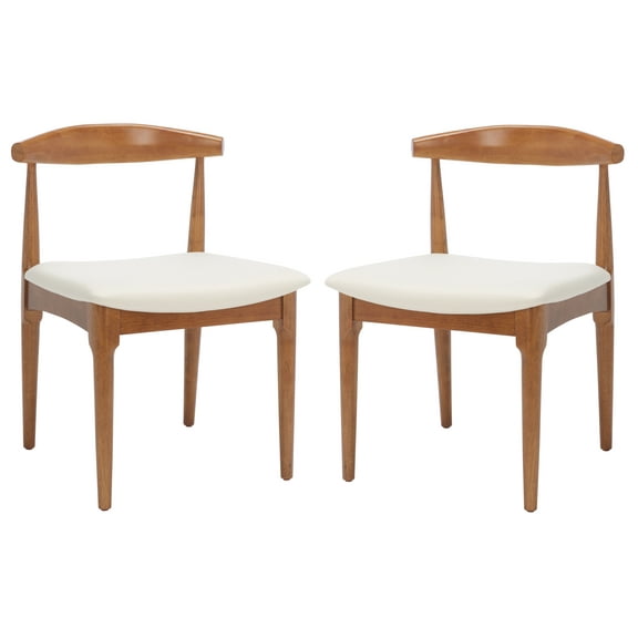 SAFAVIEH Lionel Classic Polyester Solid Dining Bistro Chair, Walnut/White (Set of 2)