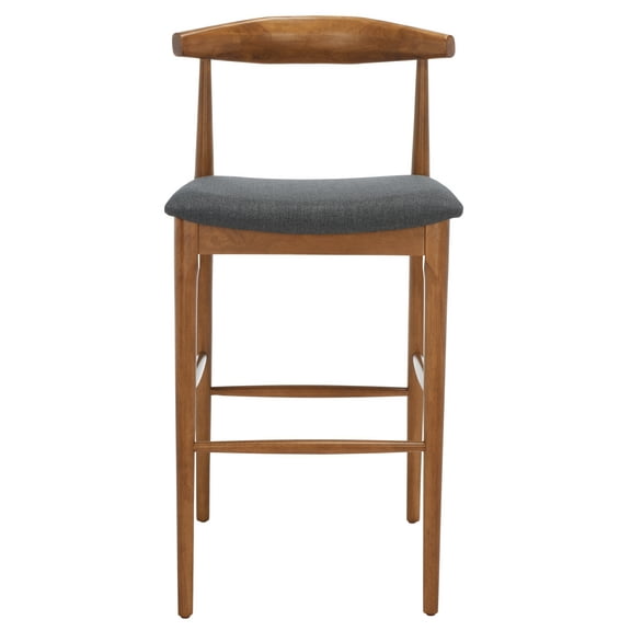 SAFAVIEH Lionel Modern Retro Bar Stool, Walnut/Dark Grey (21.9 in. W x 21.1 in. D x 41.9 in. H)