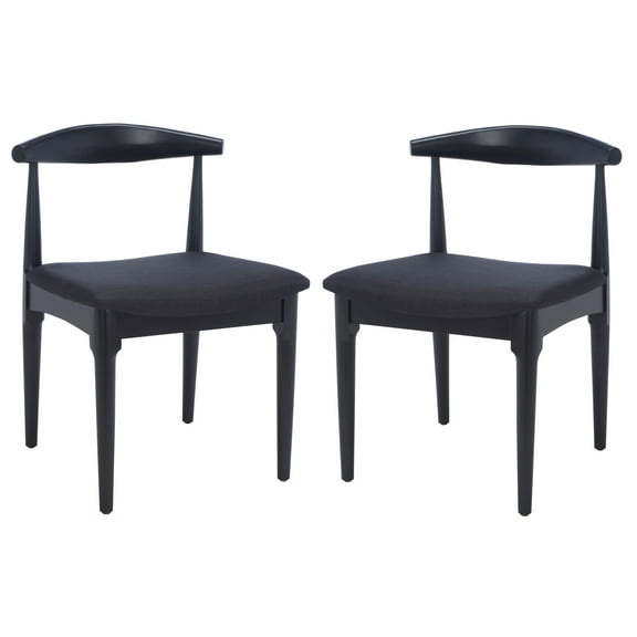 SAFAVIEH Lionel Retro Farmhouse Dining Chair, Black Body/Black Cushion, Set of 2