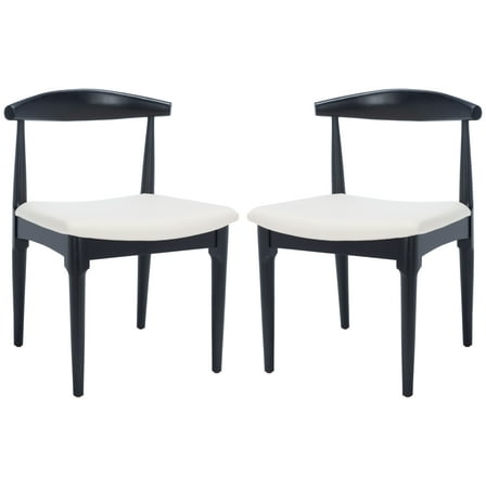 SAFAVIEH Lionel Retro Farmhouse Dining Chair, Black Body/White Seat, Set of 2