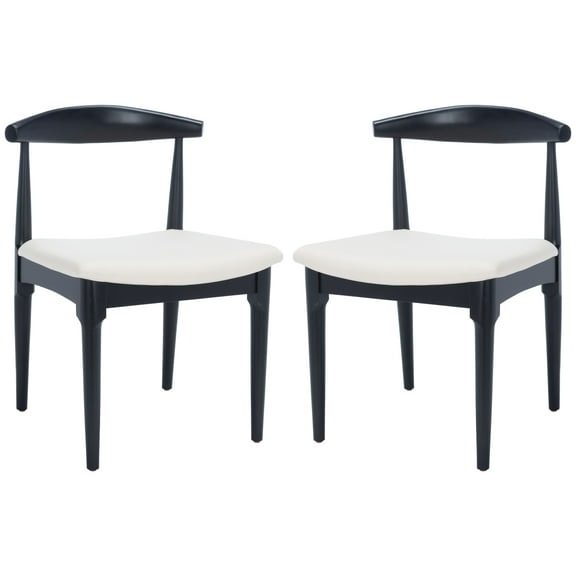 SAFAVIEH Lionel Retro Farmhouse Dining Chair, Black Body/White Seat, Set of 2