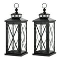 thumbnail image 1 of SAFAVIEH Lirio Black Metal Outdoor Candle Holder, Set of 2, 1 of 6