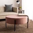 thumbnail image 1 of SAFAVIEH Lisbon Modern Glam Round Cocktail Ottoman, Dusty Rose, 1 of 8