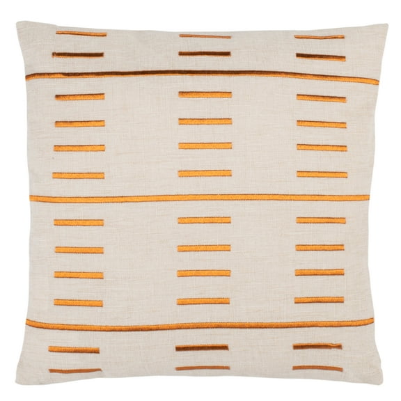 SAFAVIEH Lizabet Stripe Dashes Accent Pillow, 18" x 18", Cream/Gold