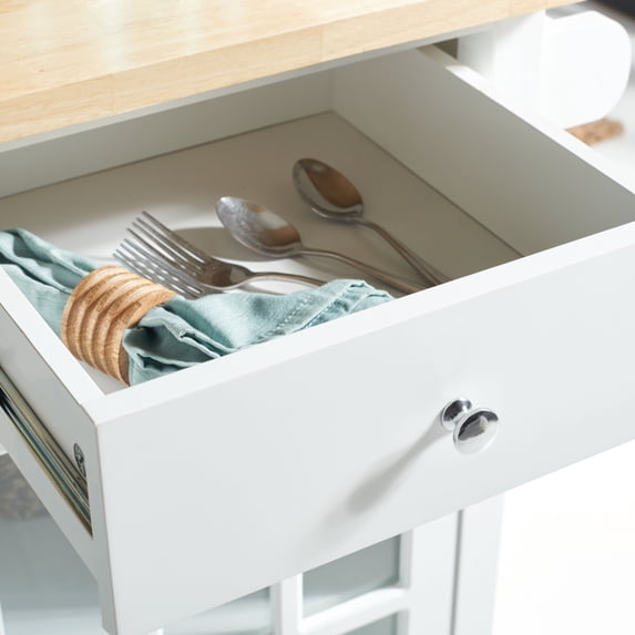 SAFAVIEH Locklyn 1 Door 2-Drawer 2-Shelf Kitchen Cart White / Natural