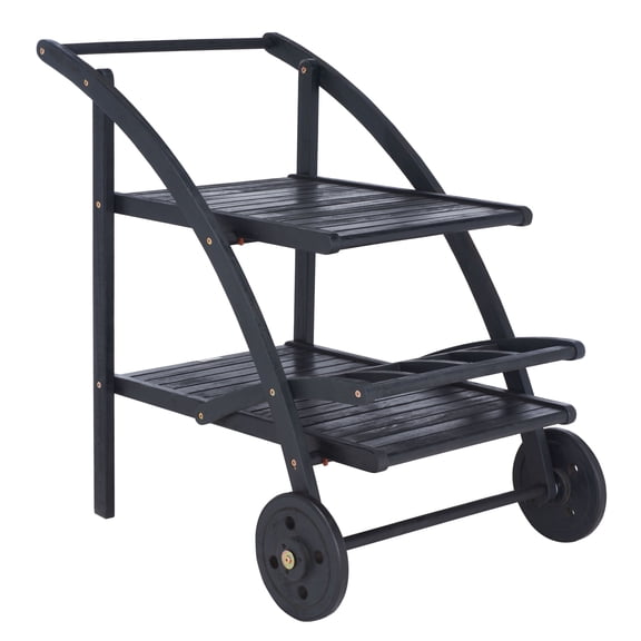 SAFAVIEH Lodi Modern Outdoor Patio Tiered Tea Cart, Black
