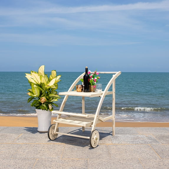 SAFAVIEH Lodi Modern Outdoor Patio Tiered Tea Cart, White