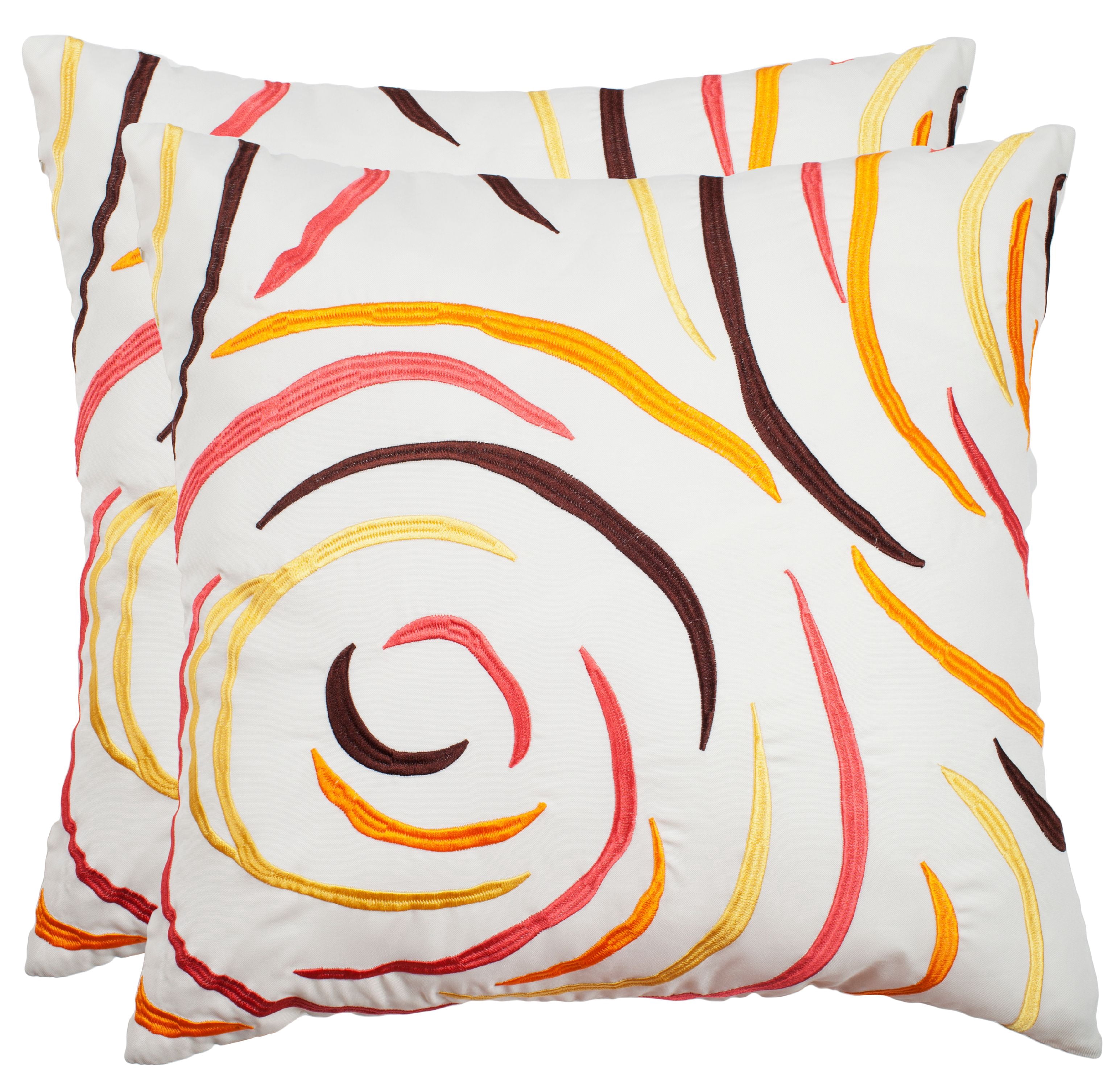 SAFAVIEH Lollypop Soleil 20" x 20" Indoor/Outdoor Pillow, Fiery Red, Set of 2