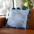 thumbnail image 1 of SAFAVIEH Lonelli Solid Fringe Decorative Pillow, 18" x 18", Blue, 1 of 3