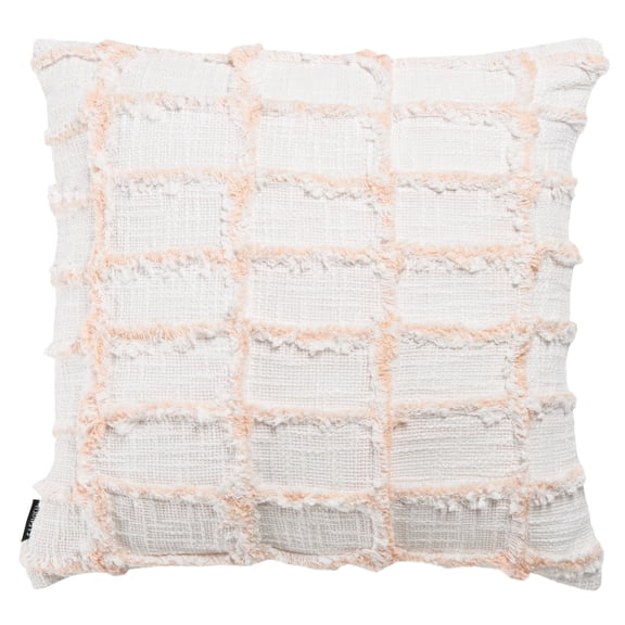 SAFAVIEH Lonis Solid Checkered Accent Pillow, 18" x 18", White/Pink