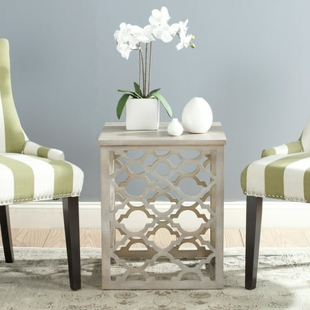 SAFAVIEH Lonny Geometric Nautical Wood End Table, Grey