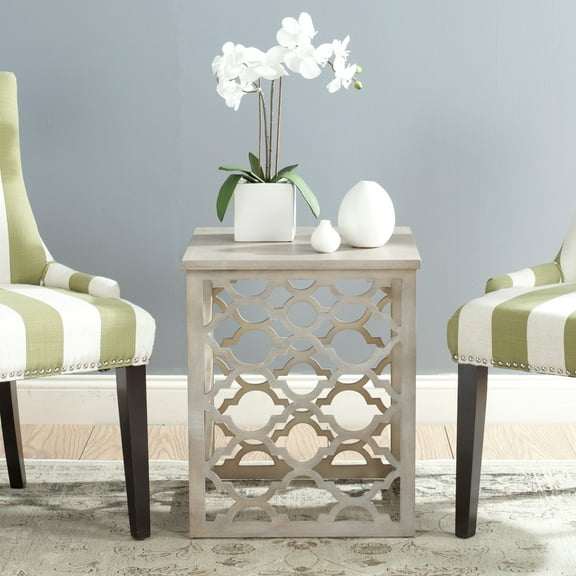 SAFAVIEH Lonny Geometric Nautical Wood End Table, Grey