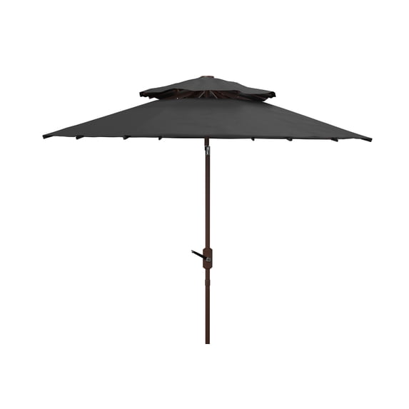 SAFAVIEH Lorenia 9' Double Top Market Patio Umbrella, Black
