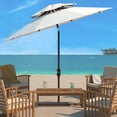 thumbnail image 1 of SAFAVIEH Lorenia 9' Double Top Market Patio Umbrella, White, 1 of 5