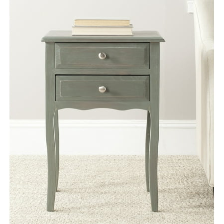 SAFAVIEH Lori Country Nautical End Table w/ 2 Storage Drawers, French Grey