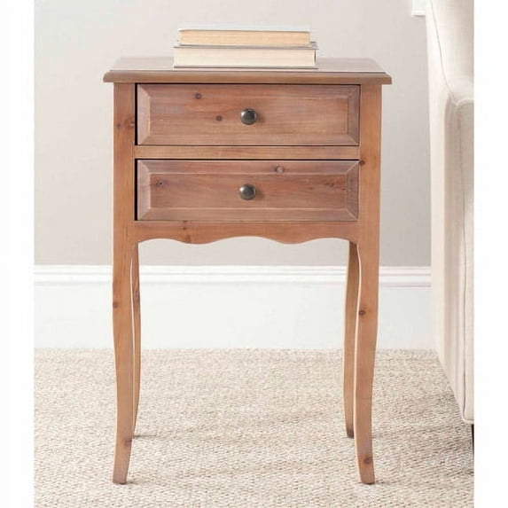 SAFAVIEH Lori Country Nautical End Table w/ 2 Storage Drawers, Red Maple