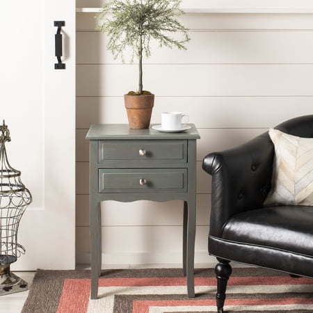 SAFAVIEH Lori End Table With Storage Drawers Ash Grey