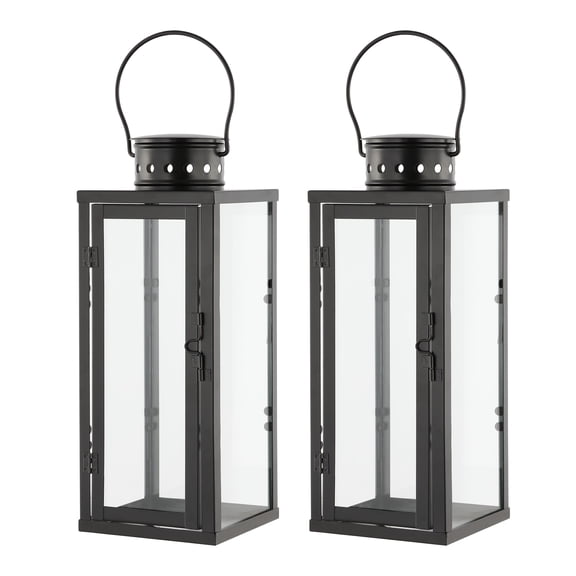 SAFAVIEH Lorient Black Metal Outdoor Candle Holder, Set of 2
