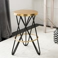 thumbnail image 1 of SAFAVIEH Lorna Mid-Century Retro Gold Leaf Counter Stool, Black, 1 of 7