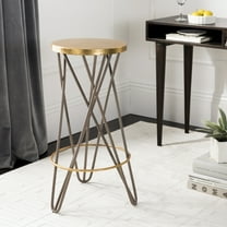 SAFAVIEH Lorna Mid-Century Retro Gold Leaf Iron Barstool, Beige