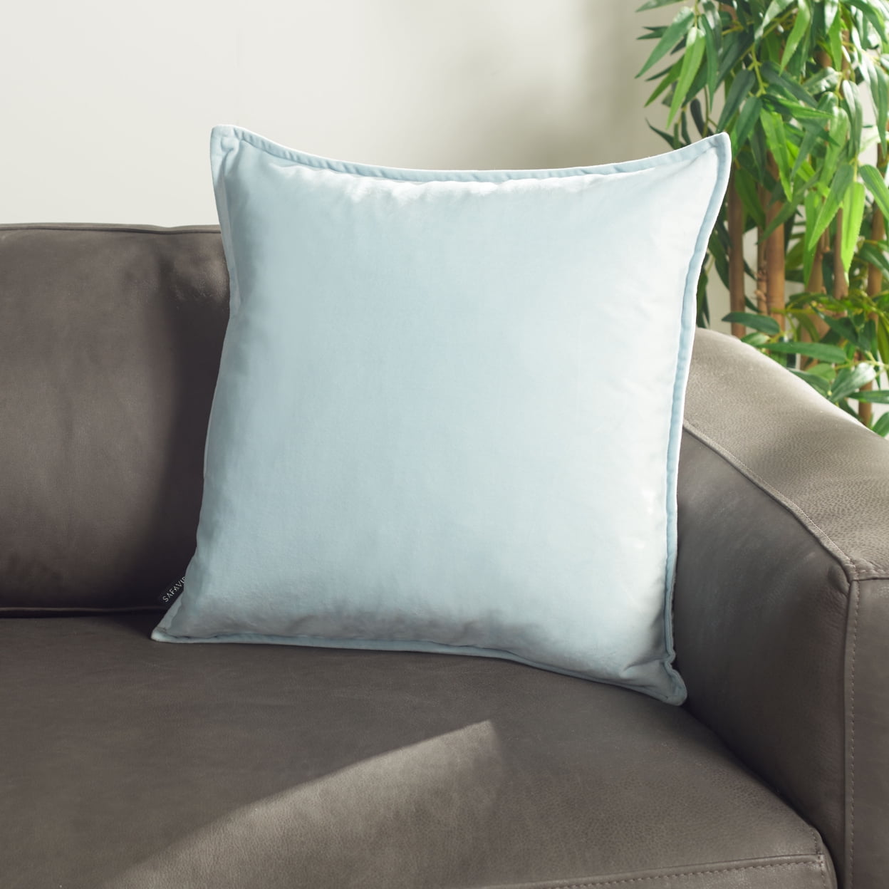Powder Blue Plush Polyester 18" Square Bed Pillow