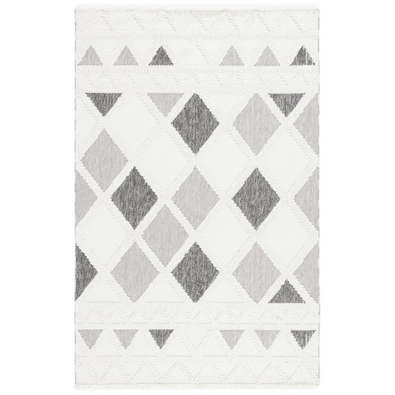 SAFAVIEH Lotus Brendanus Geometric Area Rug, Ivory/Dark Grey, 4' x 6'