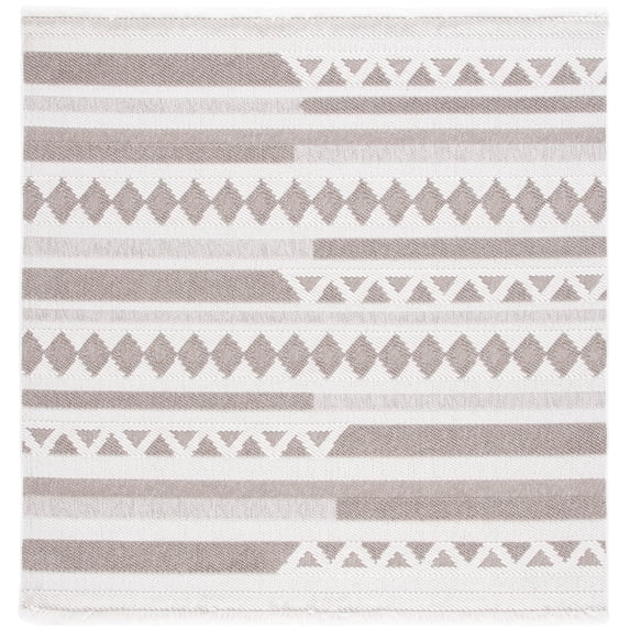 SAFAVIEH Lotus Cantor Geometric Area Rug, Ivory/Beige, 6'7" x 6'7" Square