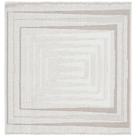 SAFAVIEH Lotus Courtney Geometric Area Rug, Ivory/Beige, 6'7" x 6'7" Square
