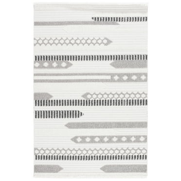 SAFAVIEH Lotus Deitra Geometric Area Rug, Ivory/Dark Grey, 8' x 10'