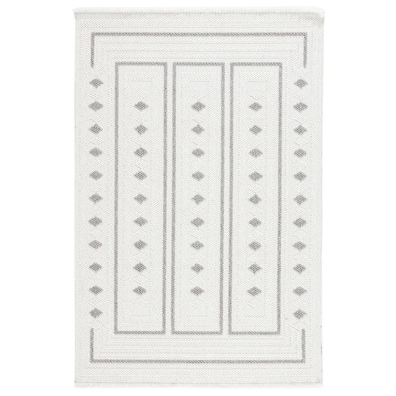 SAFAVIEH Lotus Eunice Geometric Area Rug, Ivory/Grey, 5'3" x 7'6"