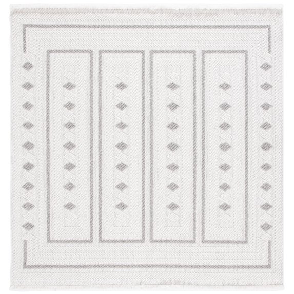SAFAVIEH Lotus Eunice Geometric Area Rug, Ivory/Grey, 6'7" x 6'7" Square