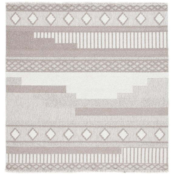 SAFAVIEH Lotus Joshua Geometric Area Rug, Ivory/Beige, 6'7" x 6'7" Square