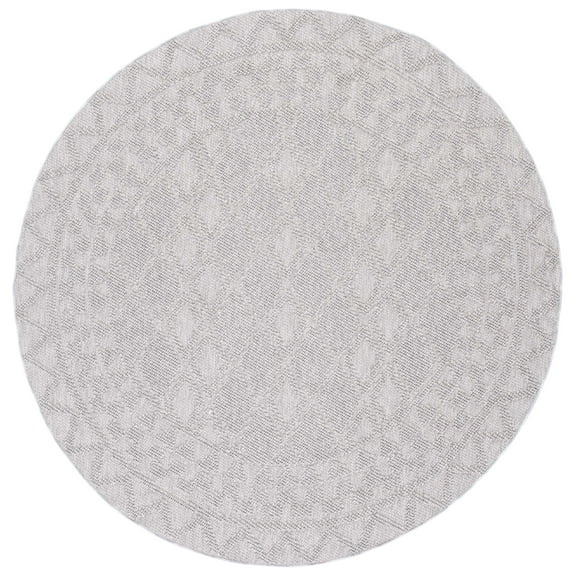SAFAVIEH Lotus Nora Geometric Area Rug, Light Grey/Grey, 6'7" x 6'7" Round