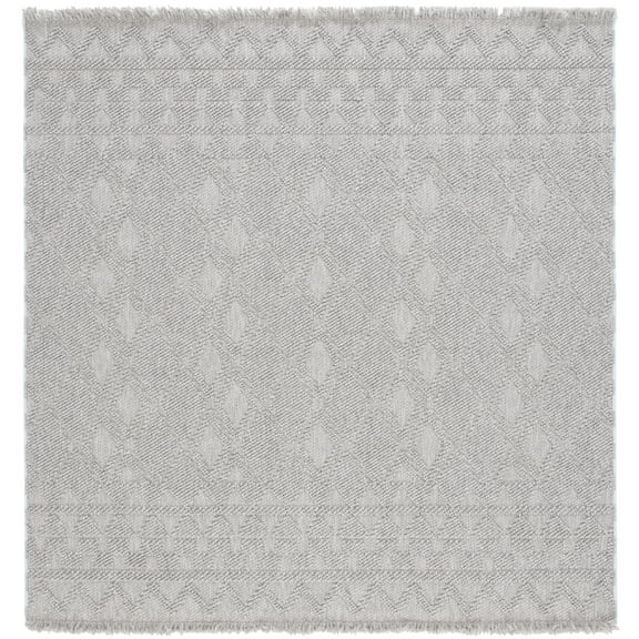 SAFAVIEH Lotus Nora Geometric Area Rug, Light Grey/Grey, 6'7" x 6'7" Square